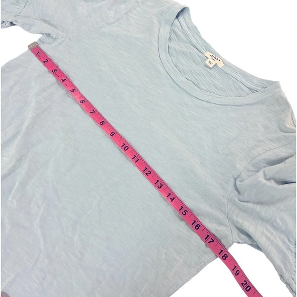 Dylan Light Blue Double Ruffle Sleeve Tee Slub Cotton - Picture 5 of 9